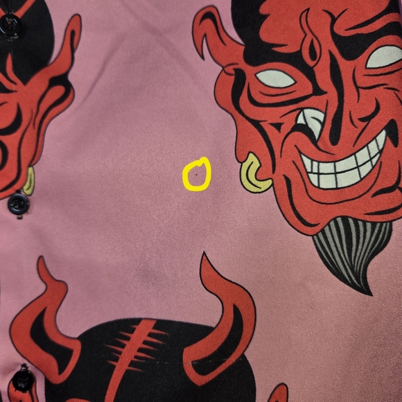 Hawaiian Devil Button Down Shirt Black & Pink Casual BOLD HARAJUKU STREETWEAR LG - Picture 11 of 17